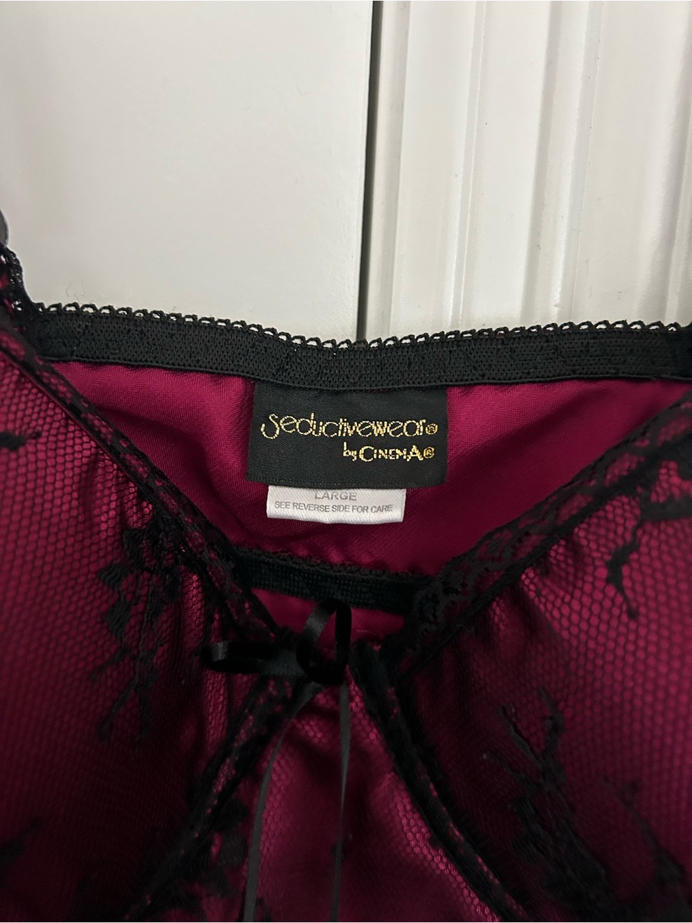 Plum Satin & Black Lace Top - Picture 3 of 4
